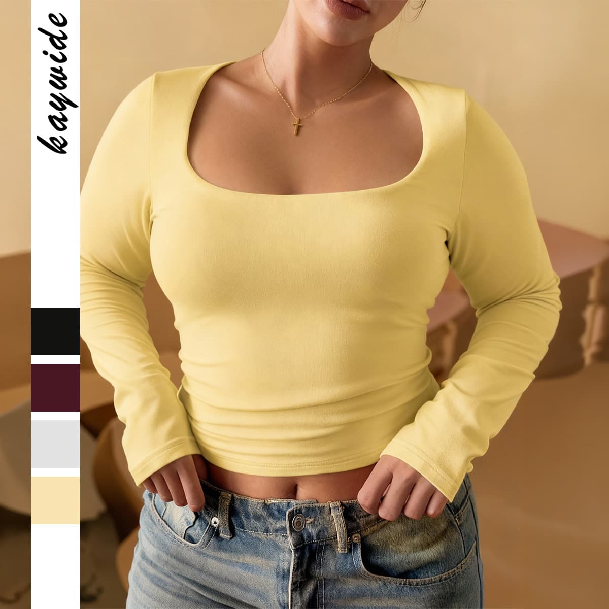 Diyun European-American Y2K Yoga Style Solid Long Sleeve T-Shirt Vest Top Women's Clothing 2026 Spring Summer Amazon Independent Station