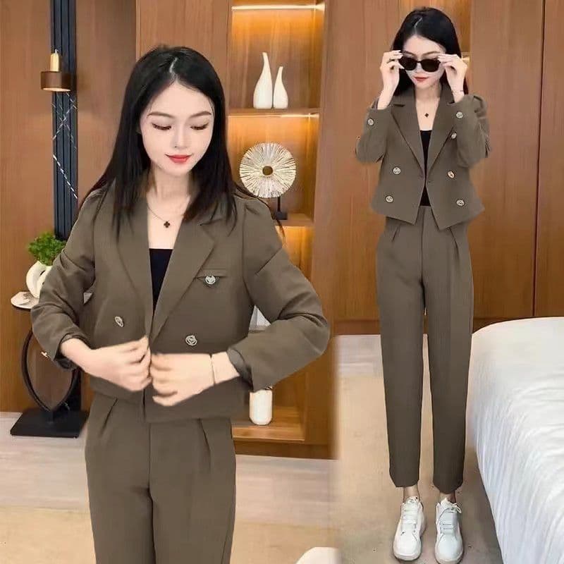 Blazer Women's Spring and Autumn 2023 New Style Small Fashion High-End Long-Sleeved Suit Pants Suit