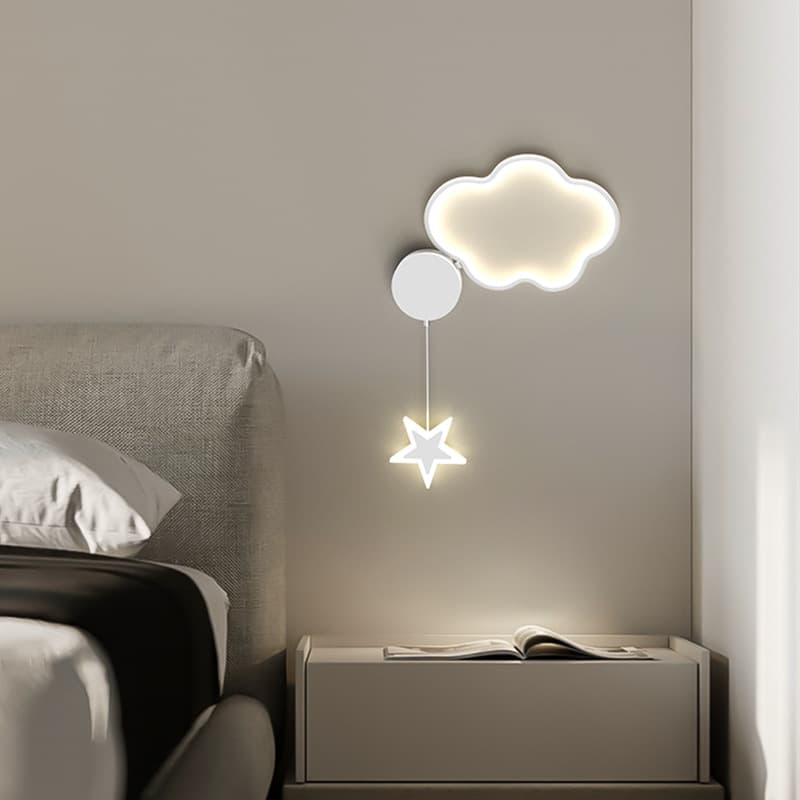 New Minimalist Bedroom Headboard Wall Lamp Creative Cloud and Five-Pointed Star Design Kids Room Light Sofa Background Wall Lighting