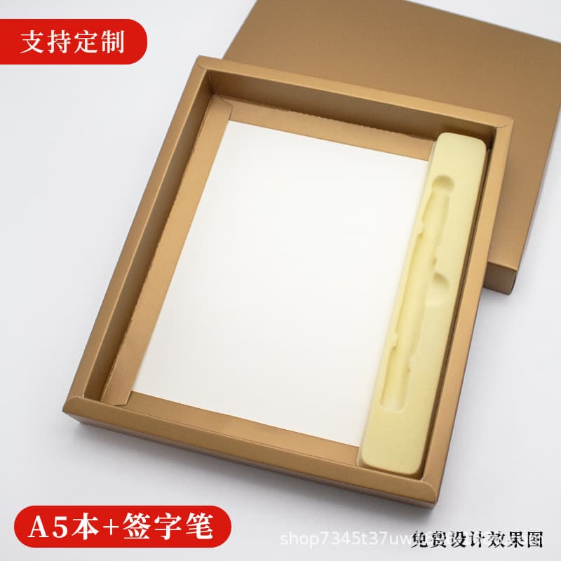 Ready-to-Ship A5 Notebook Packaging Box Gift Empty Box Heaven and Earth Cover Foldable Gold White Cardstock Box Custom Logo Wholesale