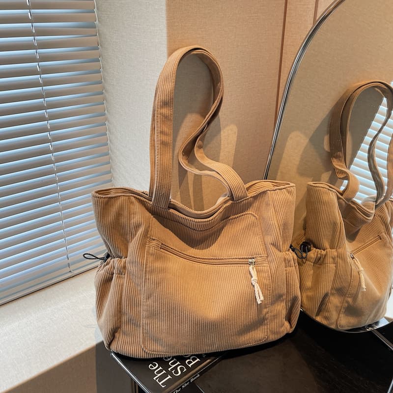 Korean Style Casual Corduroy Underarm Bag Ins Literary Large Capacity Handbag Solid Color Fashion Stylish Shoulder Women's Bag