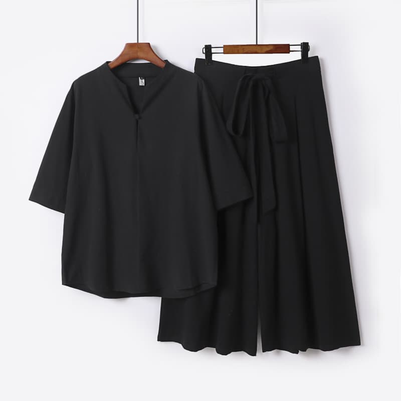 Linen Chinese-Style Men's Tang Suit Set for Young Men, Chinese-Style Hanfu Jacket with Vintage Button Knots, Zen Meditation Outfit Two-Piece Set