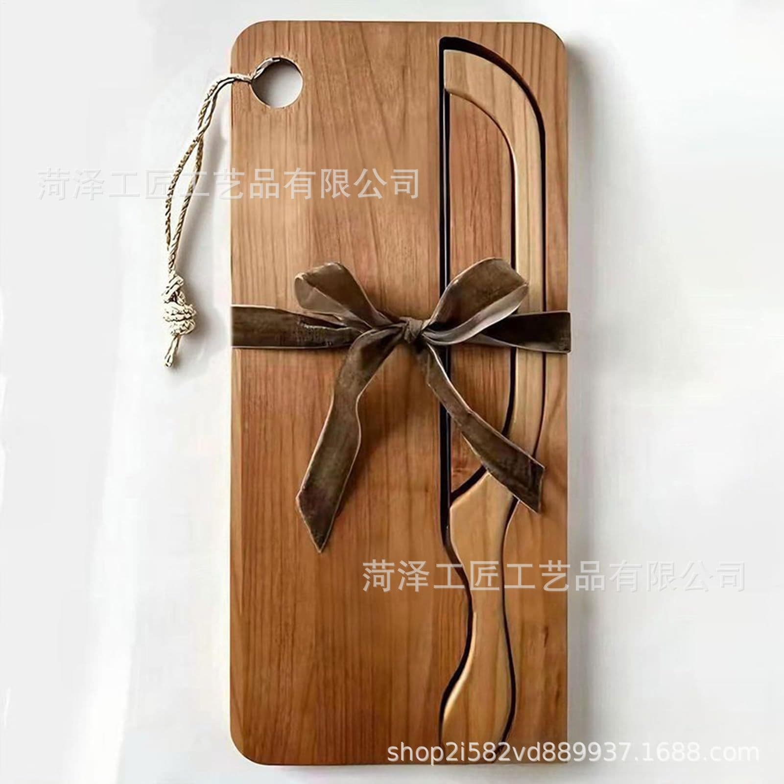 Wooden Bread Knife and Cutting Board Set, Bread Toast Slicing Board, Baguette Slicing Knife with Cutting Board