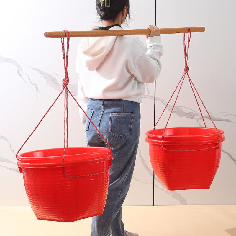 Children and grandchildren bucket, happy event bucket, plastic round basket, thickened, wedding, red, round basket, wedding, housewarming, happy event basket