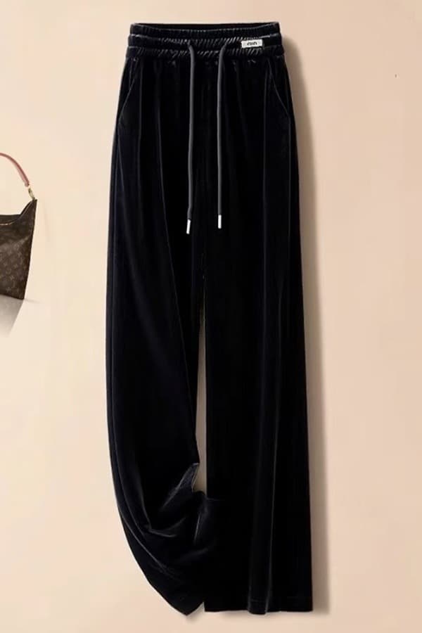 Spring and Autumn New Style Velvet Versatile High-Waist Fashion Sports Mom Outfits Slimming Draping Internet-Famous Straight-Leg Pants Women