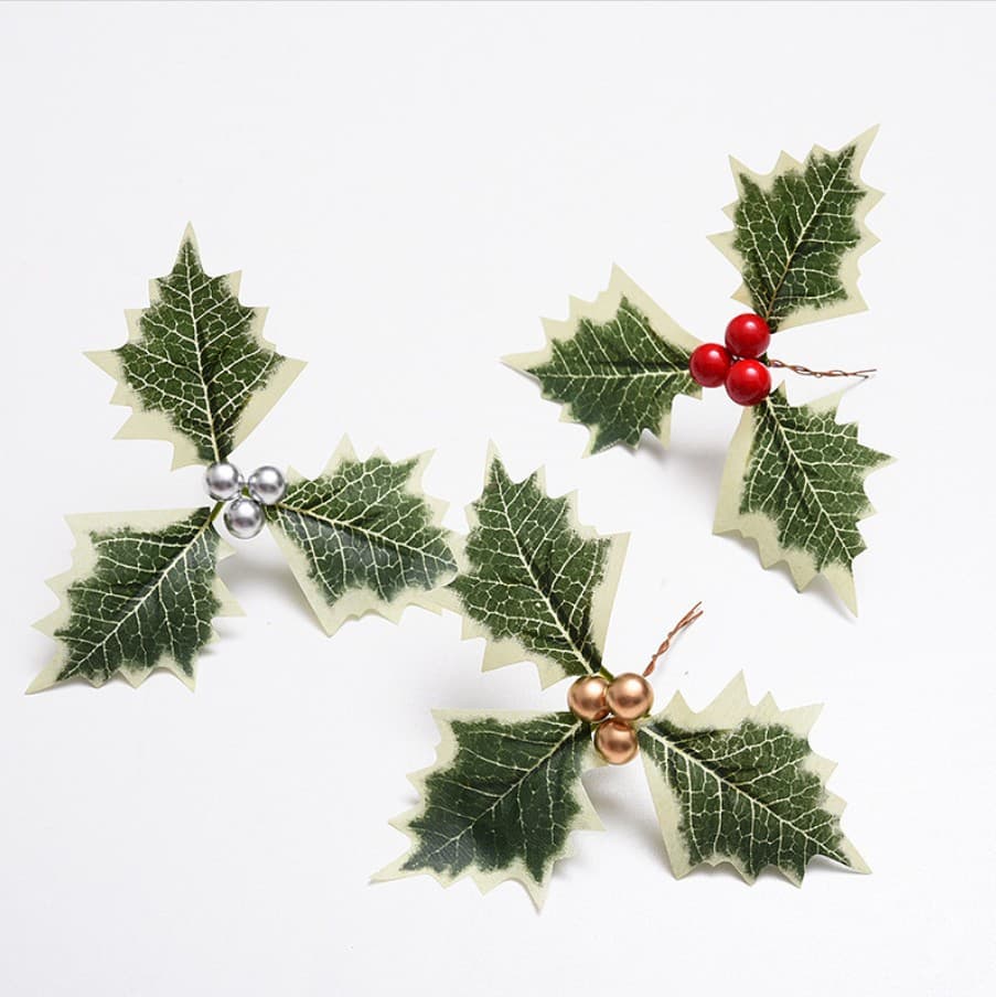 Simulated Christmas small red fruit Christmas tree decoration garland rattan DIY bonsai Christmas leaves plus red fruit holly berries