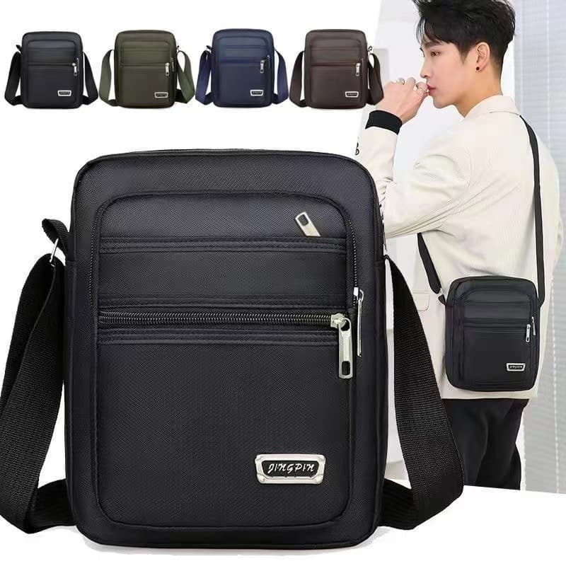 Business casual men's crossbody bag, versatile trendy shoulder bag, stall business, multi-layer zipper coin purse, backpack
