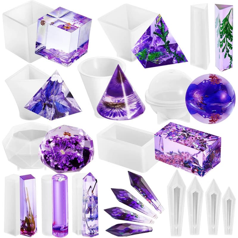 Crystal Resin Pendulum Mold Silicone Crystal Mold Pyramid Conical Ball Triangular Cone Polyhedral