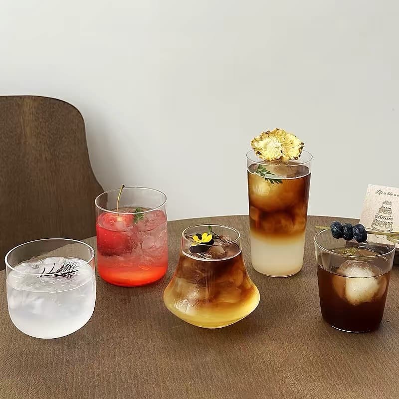 Thin style cocktail cup, high-looking wide mouth cup, whiskey ice hockey cup, latte coffee cup, Chinese style cold brew tea cup
