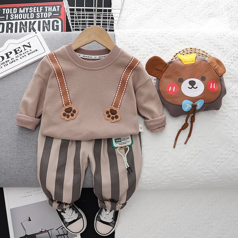 Baby Clothes Spring Autumn Korean Cartoon Cute Hoodie Set 6-10 Months Boy Casual Kids Clothing