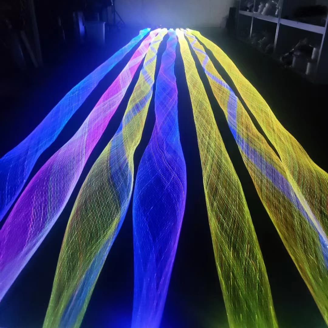 LED light source plastic fiber optic braided luminous net Amazon hot selling fiber optic net kit garden tree decoration net