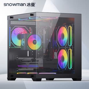 Iceman ATX PC Case Desktop Computer M-ATX Chassis Panoramic Window Side Transparent 240 Liquid Cooling 360 Panoramic View Case
