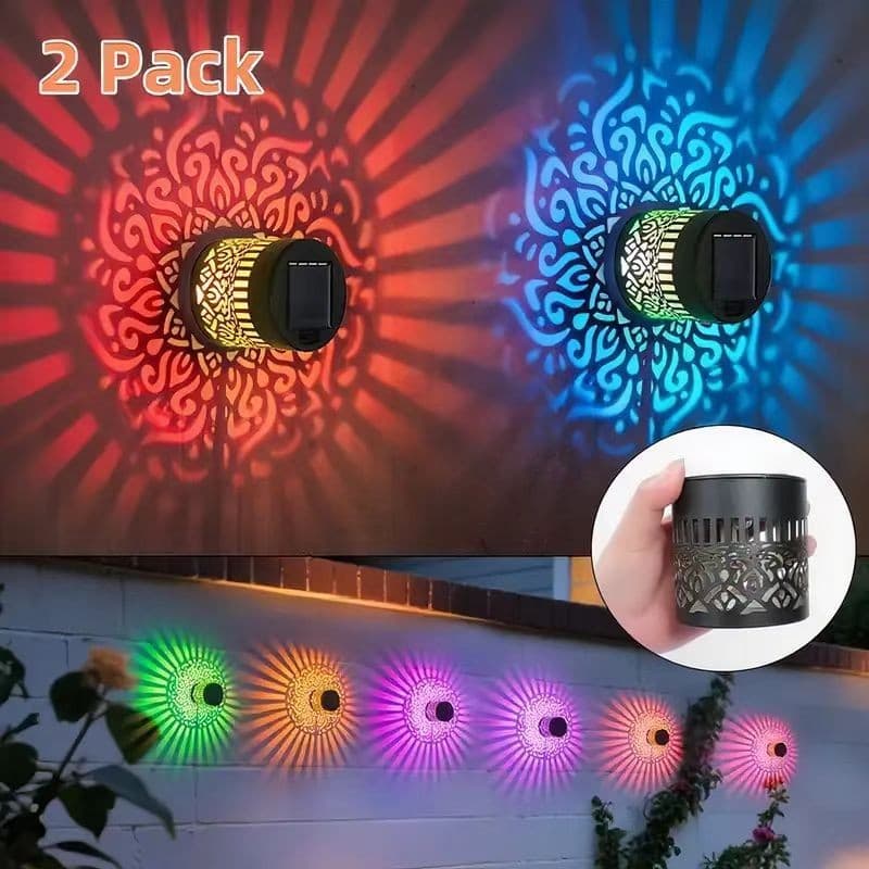 Cross-border hot selling Solar Mandala Wall Lamp Outdoor Wall Mounted Lamp Garden Courtyard Projector Decorative Lamp Ambient Light