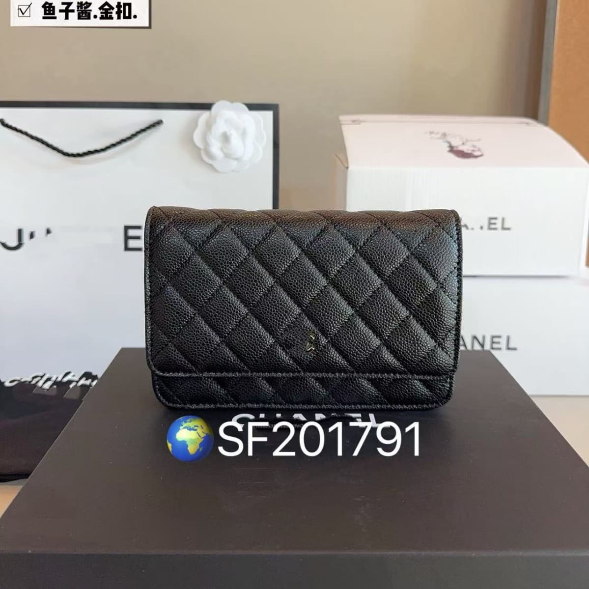 26 New Style Chanel-Inspired Chain Crossbody WOC Fortune Bag Quilted Caviar Leather Shoulder Bag Horizontal Flap Bag