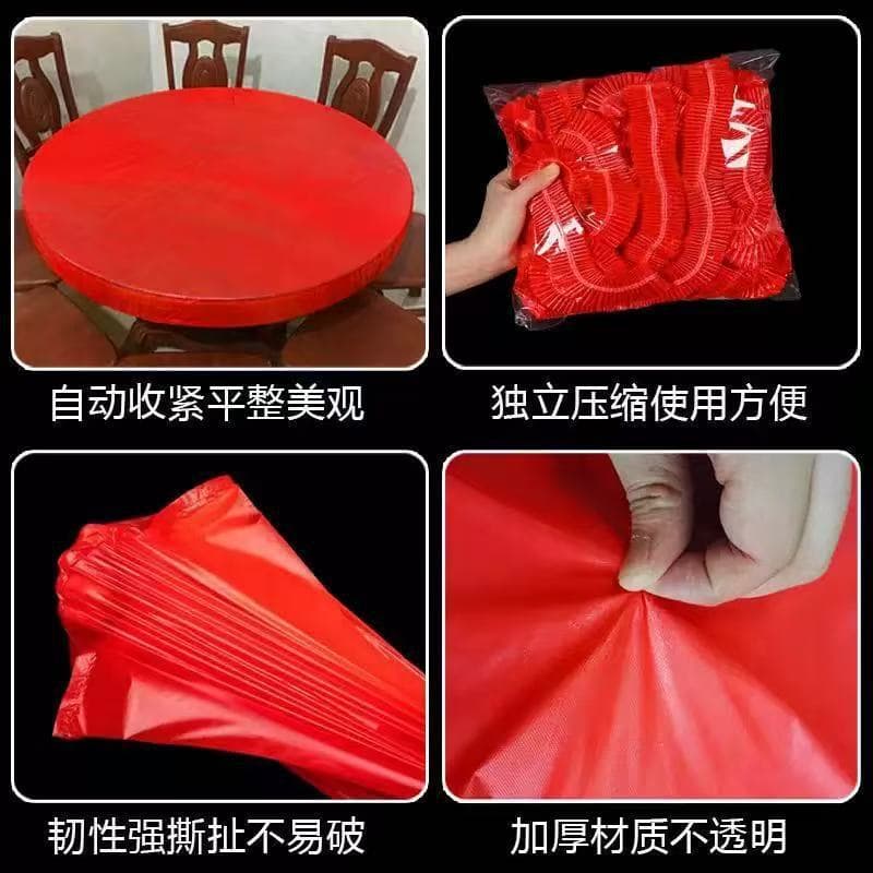Drawstring Disposable Tablecloth Thickened for Restaurants, Food Stalls, Banquets, Camping, Home, Square Tables, Universal Wash-Free Table Cover
