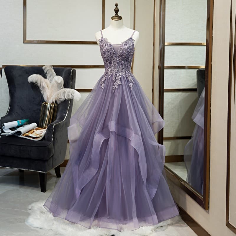 Banquet Evening Gown Women's Purple Strapless Dress Vocal Art Exam Forest Style Color Tulle Fairy Dress Host Evening Gown