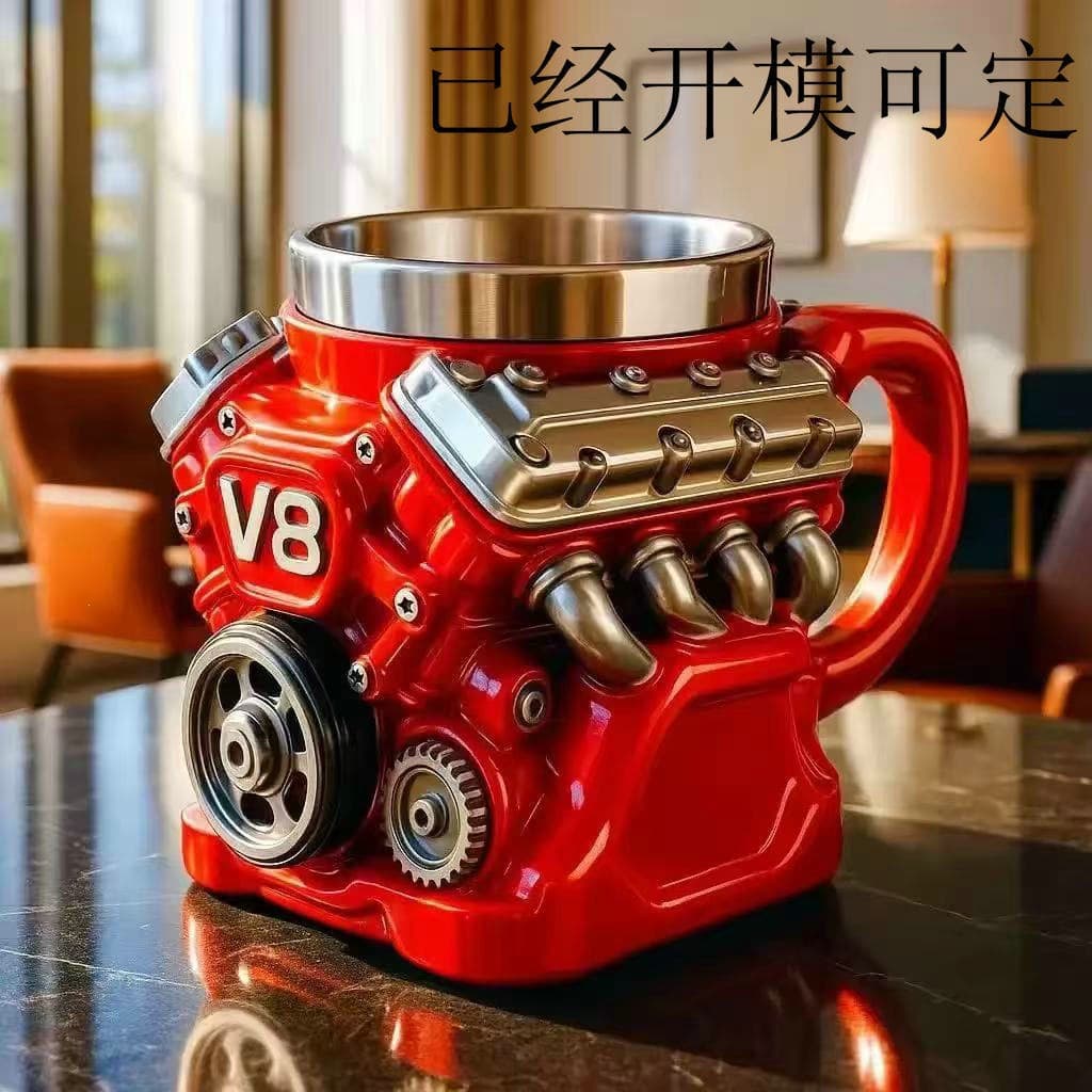 Cross-border new product V8 engine mug Retro Engine Coffee Mug mechanical style resin coffee cup