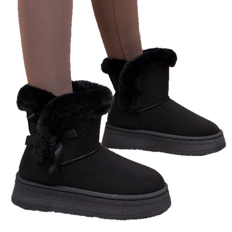 Fleece-Lined Thick Snow Boots Slip-On 2025 Winter New Thick Sole Warm Fuzzy Opening Plus Size Shoes