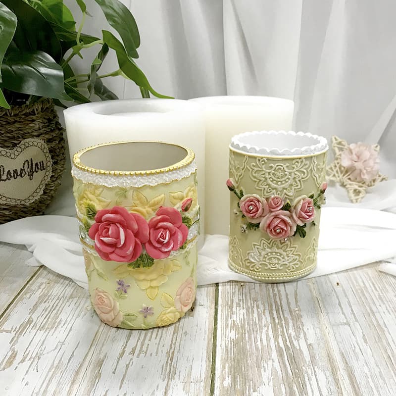 European Vintage Rose Vase Pen Holder Silicone Mold Epoxy Resin Decoration DIY Handmade Craft Model