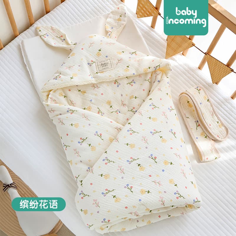 Baby Swaddle Blanket with Large Bunny Ears, Newborn Swaddle Wrap, Infant Nursery Blanket, All-Season