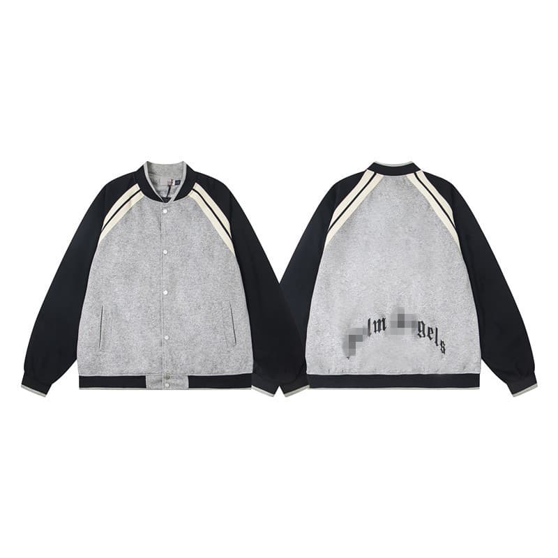 Cross-border European and American fashion brand Palm Angel letter logo printed color block baseball uniform men's and women's high street sports jacket