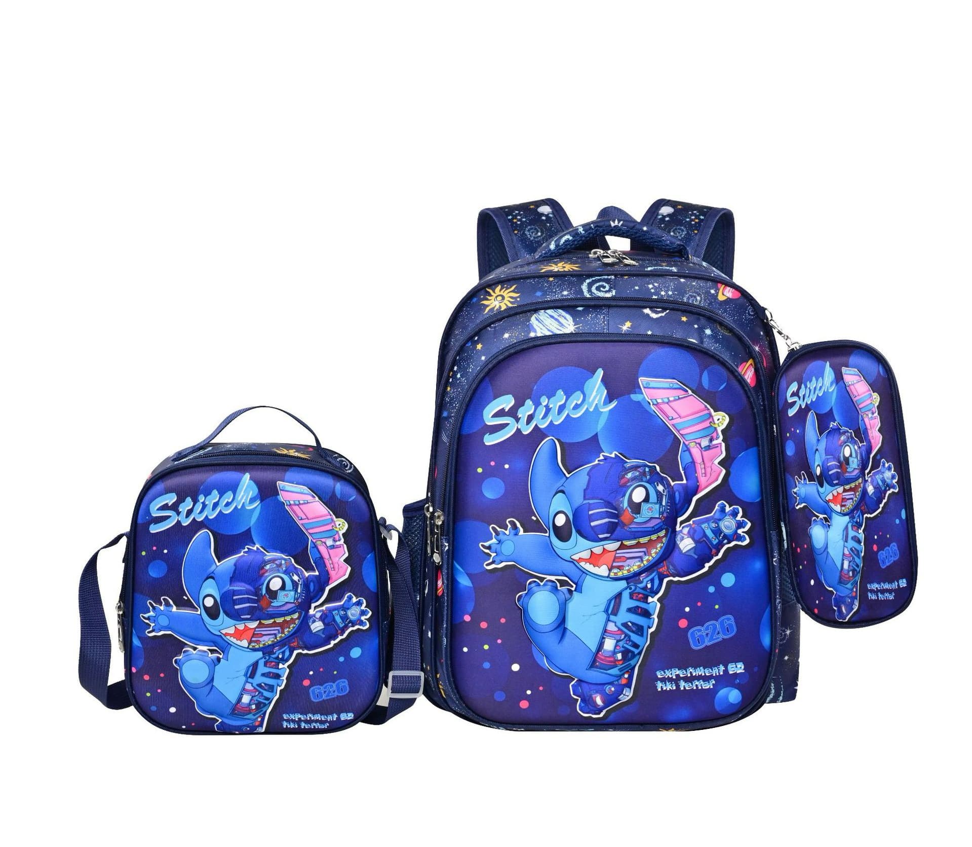 Export Three-Piece School Bag Set Cross-Border Supply Elementary Student Pencil Case Lunch Bag 16-Inch Children's Backpack