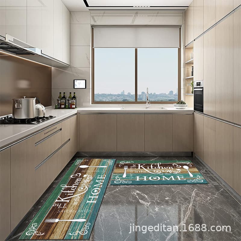 Cross-border English Kitchen Mat American Style Minimalist Letter Tableware Kitchen Rug Two-Piece Set Floor Mat