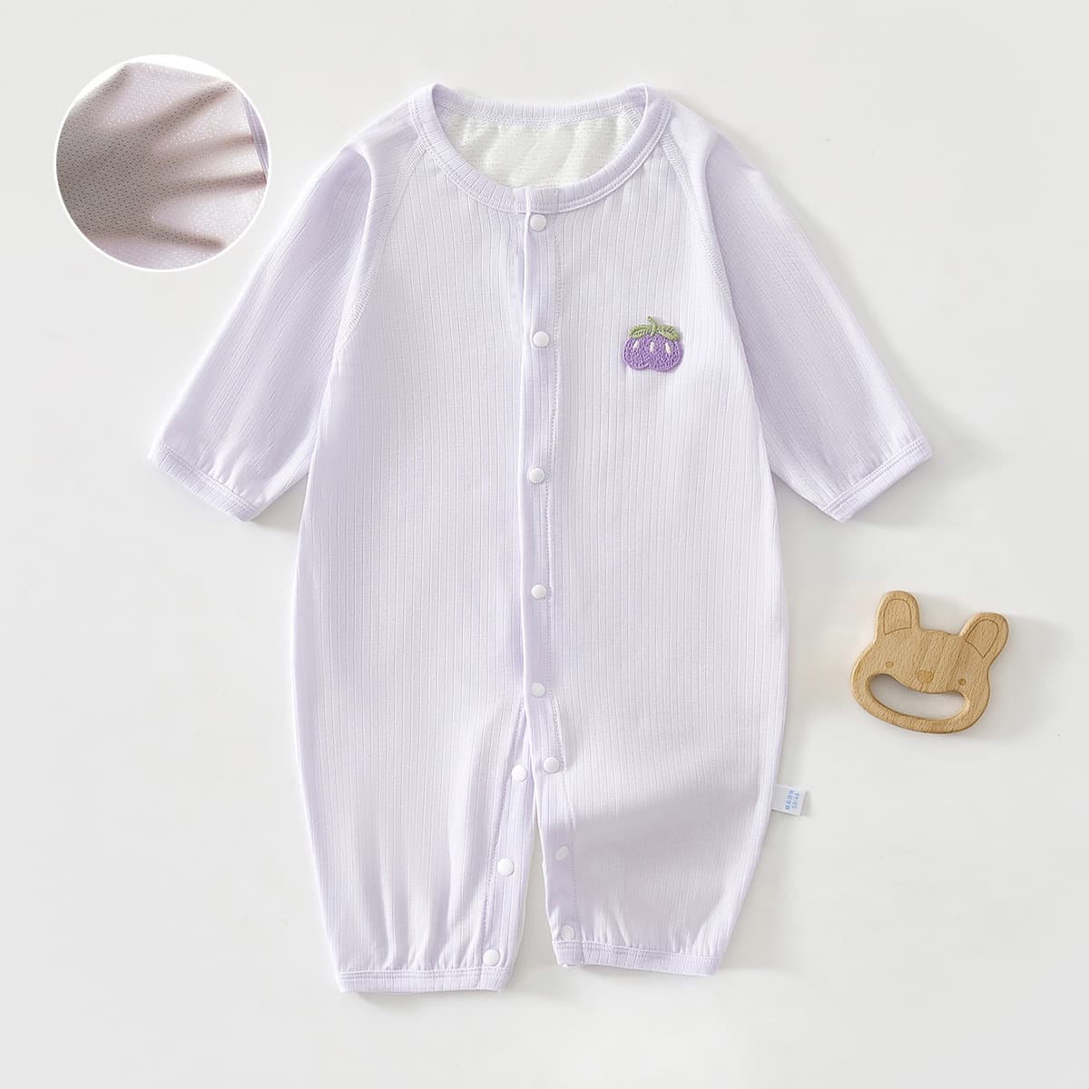 Baby Summer Thin All-in-One Outfit for Boys and Girls, Newborn Long-Sleeved Hat Bodysuit with Back Mesh Breathable Climbing Suit
