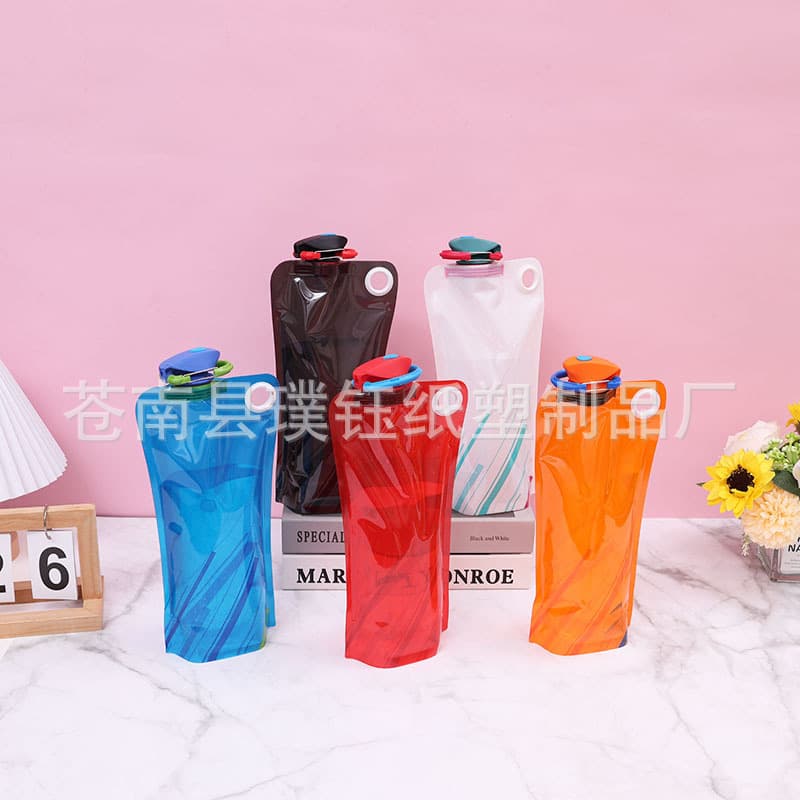 Stock Foldable Duckbill Water Bag for Concerts, Outdoor Portable Eco-Friendly PE Water Bottle, Customizable Logo
