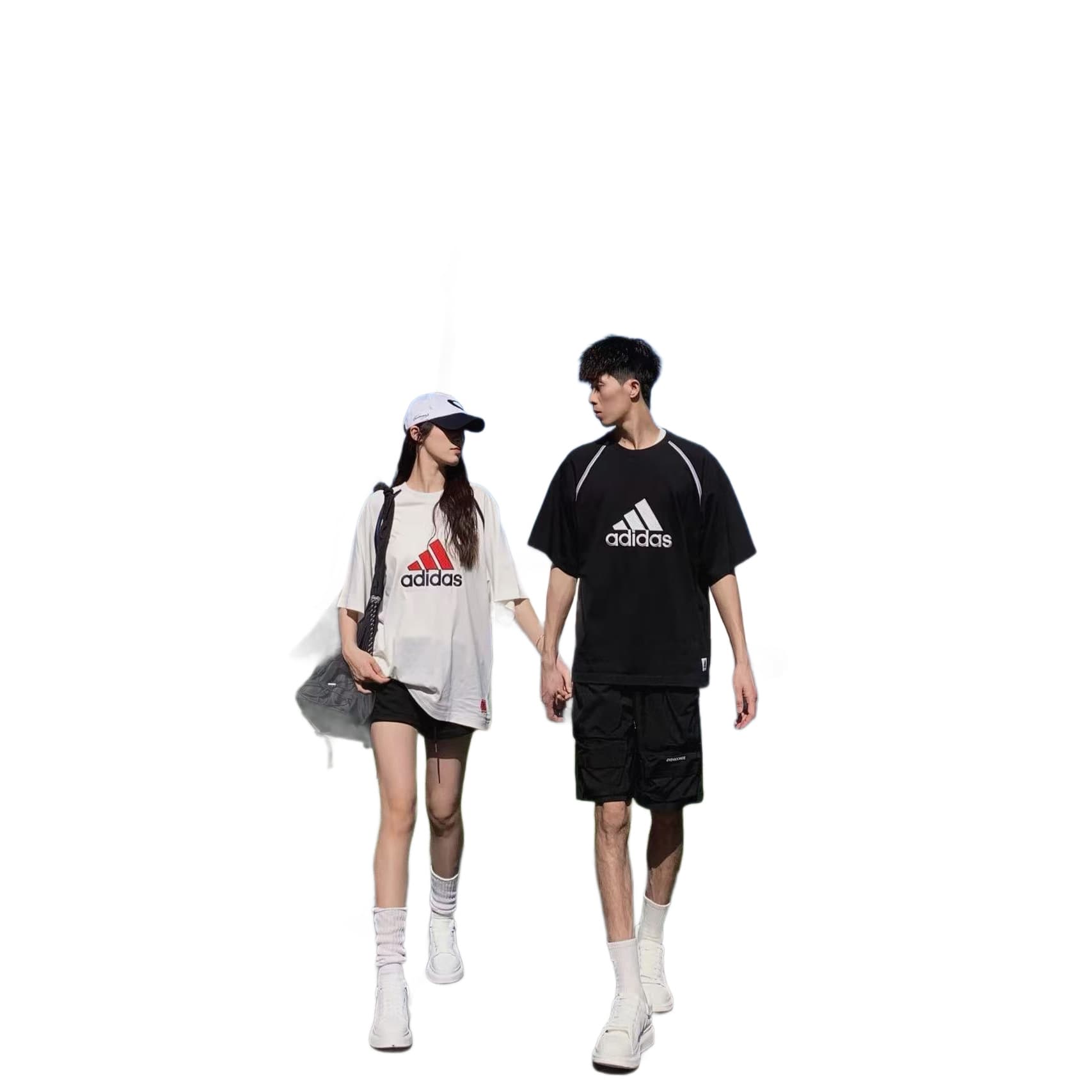 2026 Summer New Couple Matching Cotton Loose Sports T-Shirt Men and Women Three-Leaf Clover Letter Short Sleeve Casual