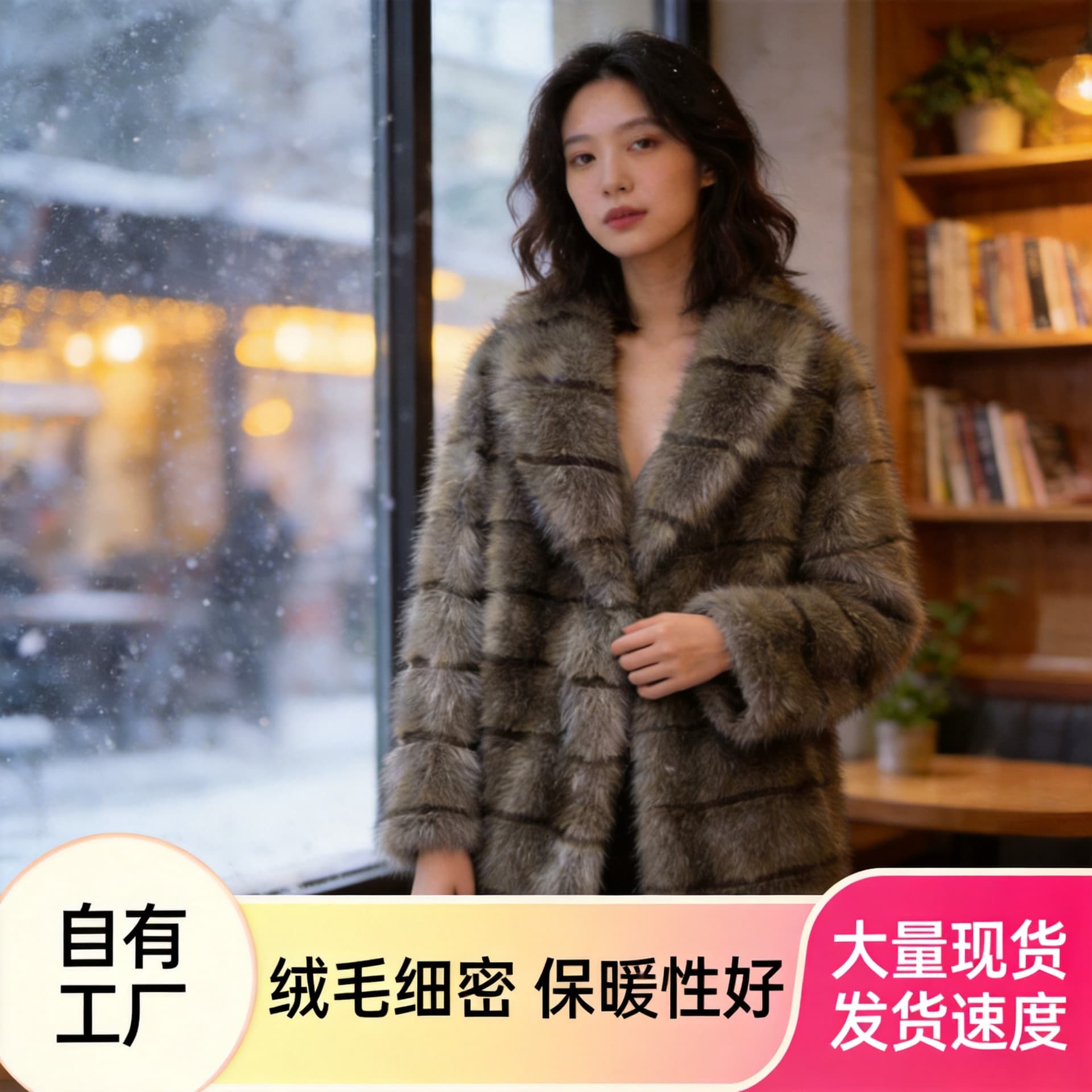 Faux Fur Long Coat Autumn Winter Fashion Warm Eco-Friendly Fur Coat Faux Sable Long Fur Coat