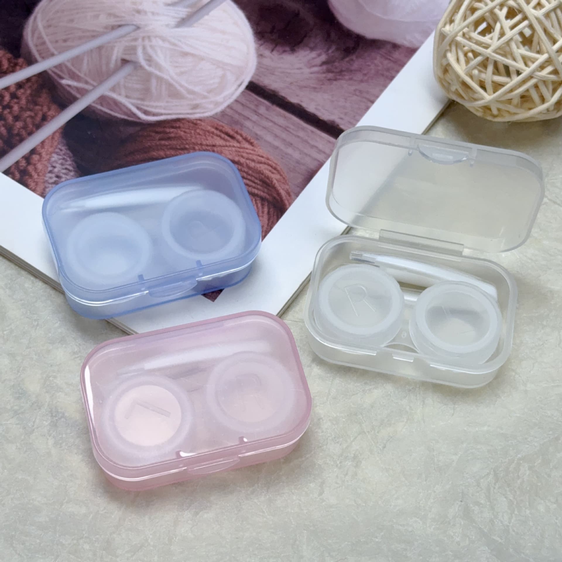 New Simple Integrated Tweezers Contact Lens Case Portable Double Case Cosmetic Lens Case Companion Case Double Case Wholesale 50