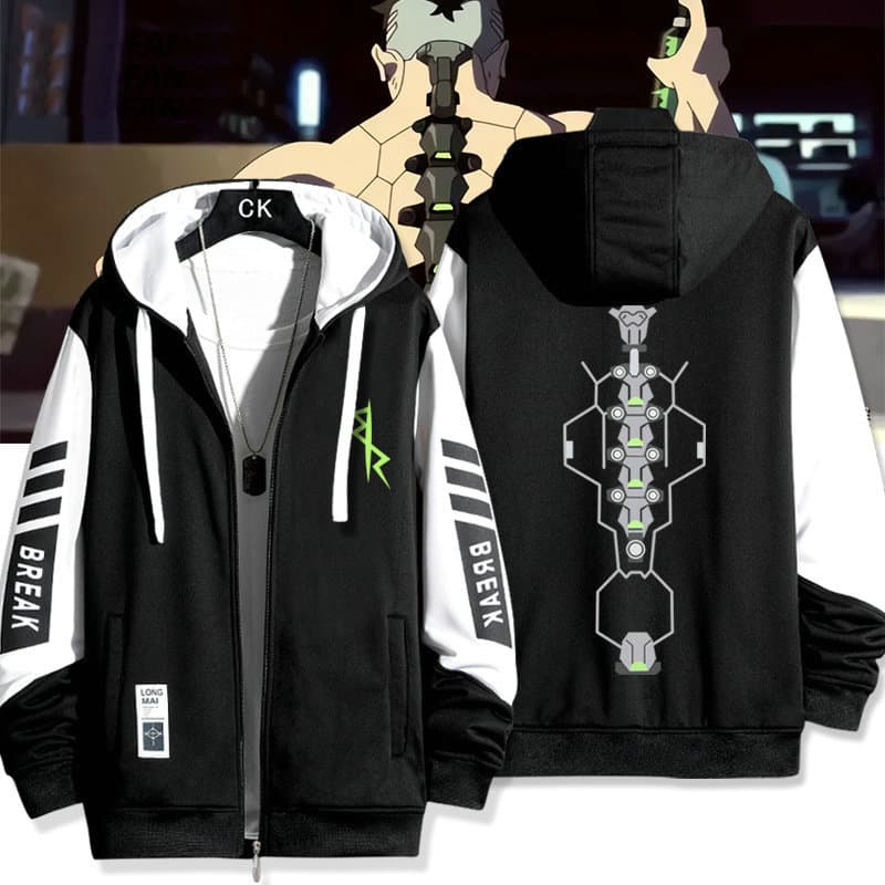 Cyberpunk edgewalker David prosthetic autumn and winter cardigan sweatshirt for men and women long-sleeved hooded clothes jacket jacket