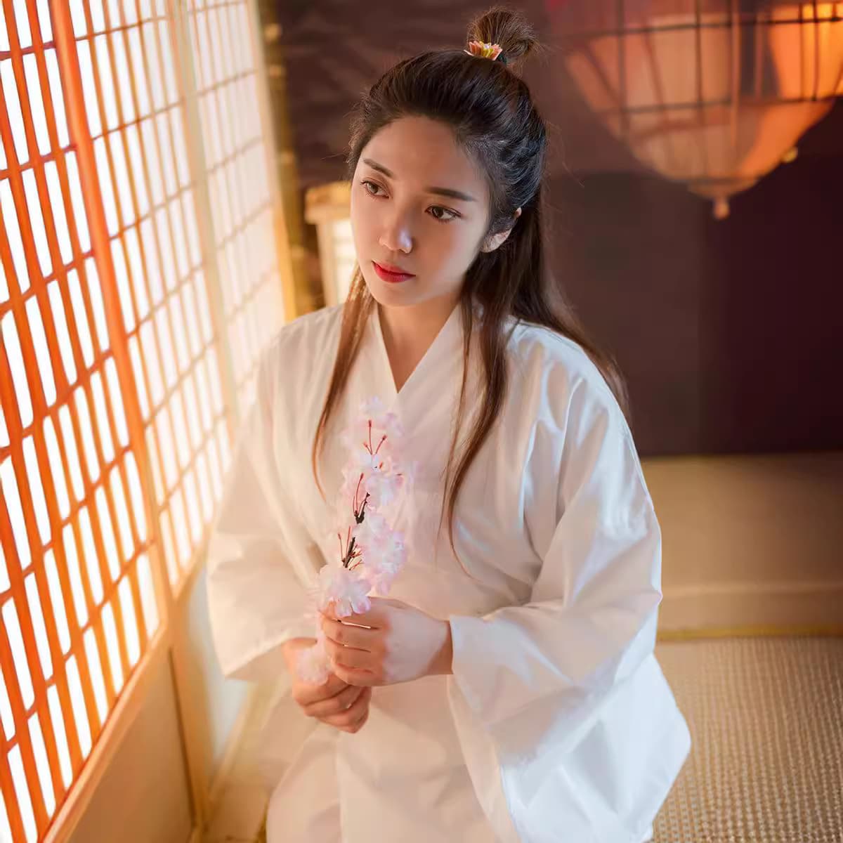 Japanese Kimono White Undergarment Lining Kimono Inner Layer Long Underwear In Stock