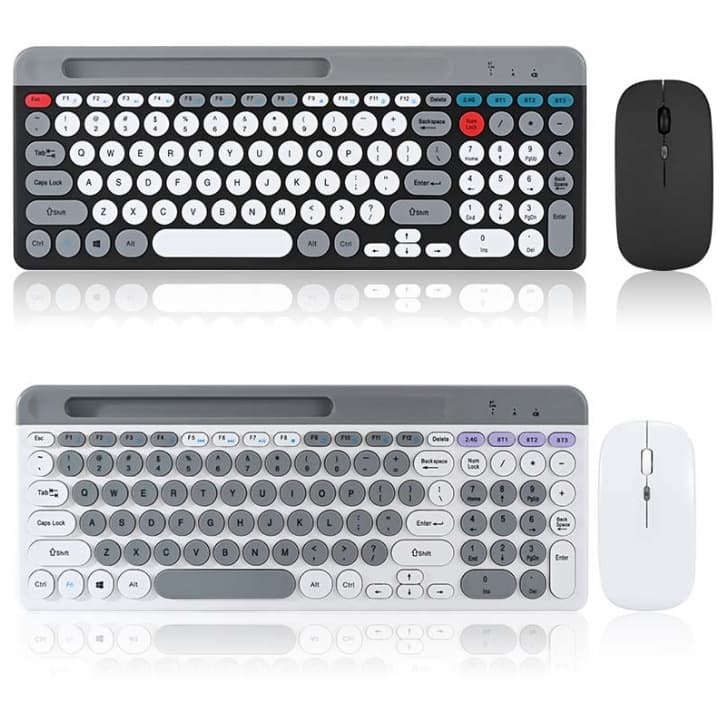 New Round Cap Card Slot Keyboard and Mouse Set Punk Retro Charging Keyboard and Mouse Set Tablet Phone Bluetooth Keyboard