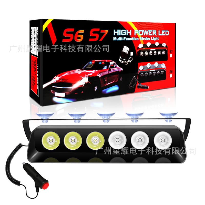 New High-Brightness S6 Car LED Windshield Suction Cup Strobe Light, Shovel Light, Road Opening Light, Flashing Light, Security Light