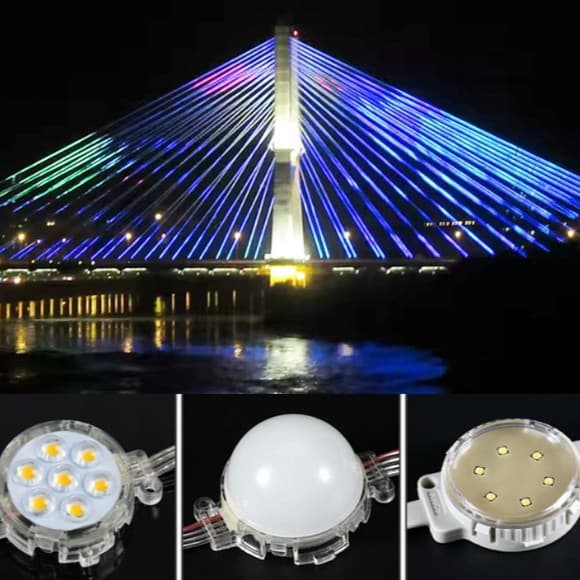 LED Outdoor Waterproof Dot Light with High-Brightness Beads for Cable-Stayed Bridge Architectural Lighting, RGB Pixel Light