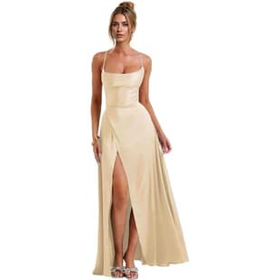 Amazon Premium Strappy Evening Gown with Slit, Elegant Dress for Cross-Border Party and Dance, Long Length, High-End Style