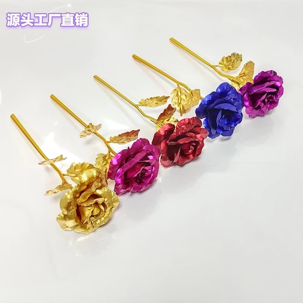 Single gold foil rose gold rose artificial flower Valentine's Day gift Mother and Teacher's Day Christmas small gift foreign trade