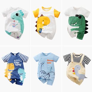 Summer Baby Romper Crawling Suit Ins Style Dinosaur Bodysuit Short Sleeve Cartoon Newborn Baby Clothes Thin