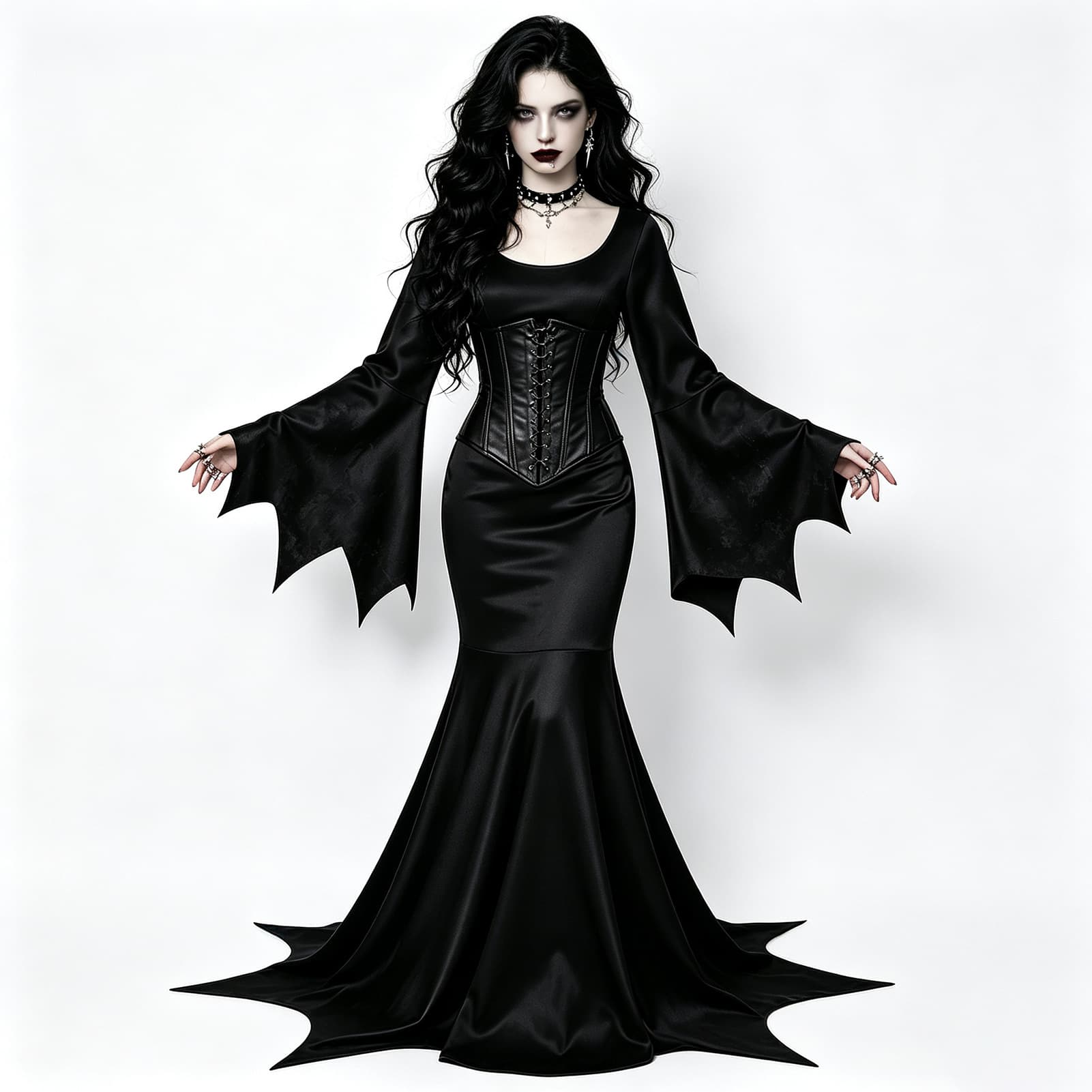New European and American autumn new Halloween party role-playing vampire gothic maxi skirt floor-length skirt