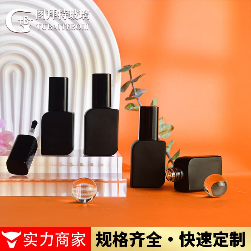 Black Glass Nail Polish Gel Empty Bottle 10ml 15ml Square Lid Light Protection Subpackage Bottle Cosmetic Packaging for Amazon
