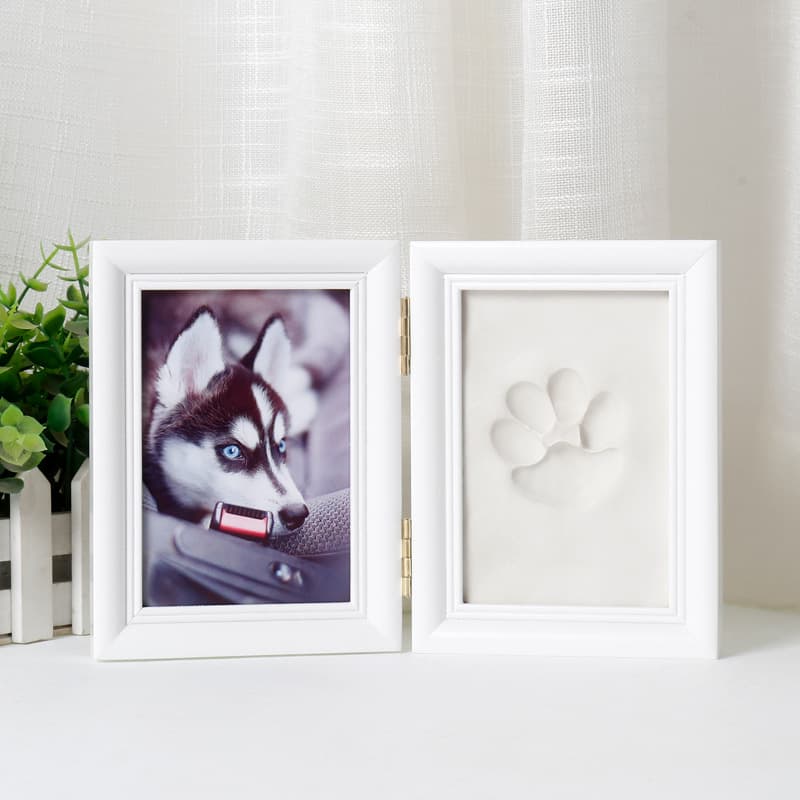 Pet Paw Print Frame DIY Ink Stamp Memorial Wooden Pet Cat Footprint Frame Home Decor Handmade Craft Pet Memorabilia