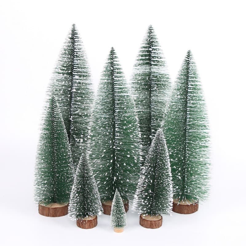 Mini Christmas Tree Desktop Decoration DIY Pine Needle Tree Christmas Decor Snow-Covered Pine Small Christmas Tree