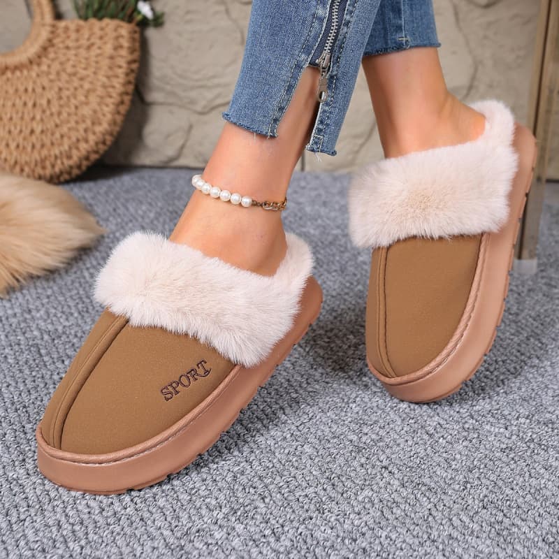 New Cross-Border Hot Seller Winter Faux Fur Lined Home Slippers for Men and Women Couples Indoor and Outdoor Warm Cotton Slippers