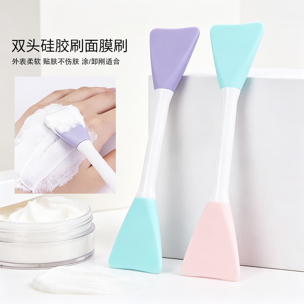 Silicone mask brush double-headed color matching soft-head silicone mask brush with removable heads for digging and applying mud mask tool