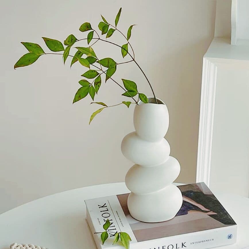 Unglazed Creative Cobblestone Irregular Ceramic Vase Tabletop Decoration Floral Arrangement Dining Table Ornament