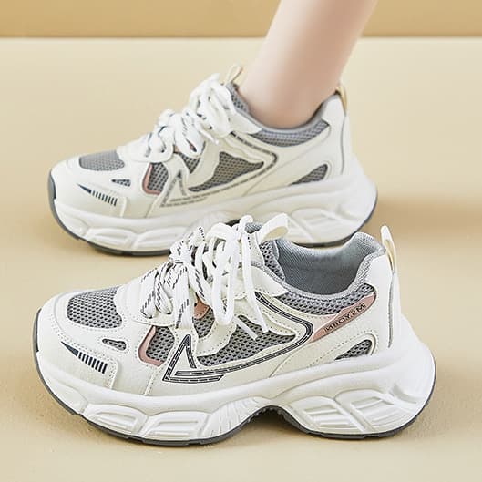Women's Sneakers 2025 Spring Summer Ins Korean Style Dad Shoes Elevated Mesh Running Shoes Versatile Casual Shoes