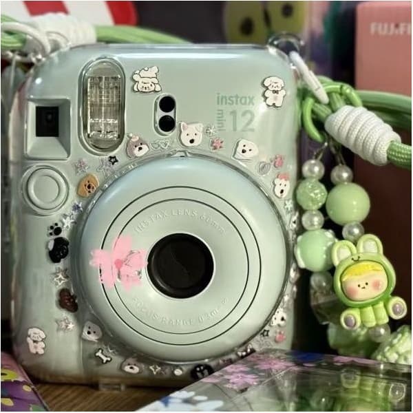 【mini12 Transparent Case】instax Crystal Hard Shell Camera Protective Case with Chain