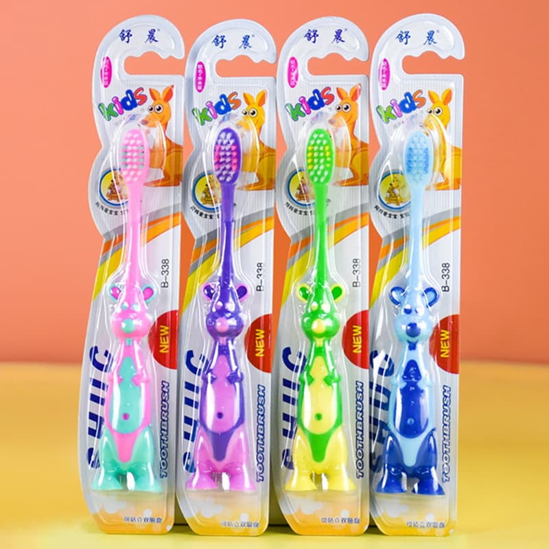 Shuchen Kids Kangaroo Toothbrush for Ages 3-10, Small Head Children's Toothbrush, Wholesale Individually Wrapped with Free Shipping